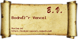Bodnár Vencel névjegykártya